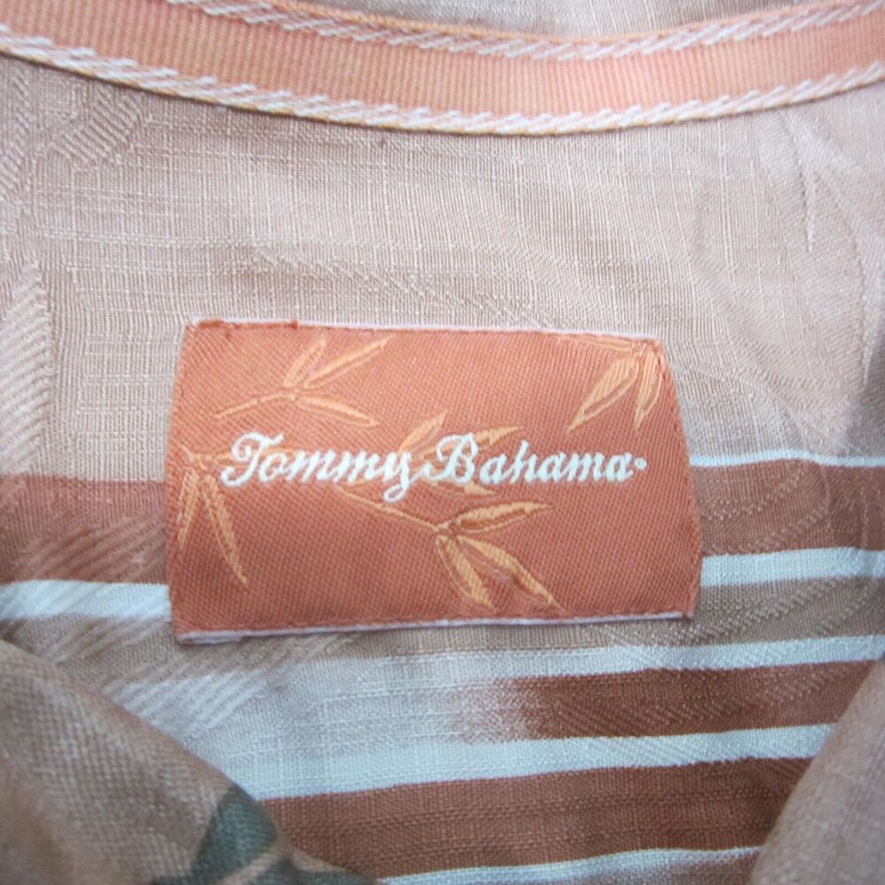 Tommy Bahama Hawaiian shirt Mens 2xl Coral Pink button up short sleeve 100% silk - Picture 4 of 12